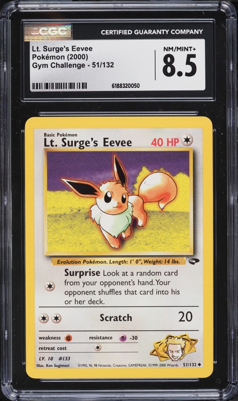 2000 Pokemon Gym Challenge Lt. Surge's Eevee #51 CGC 8.5 NM-MT+