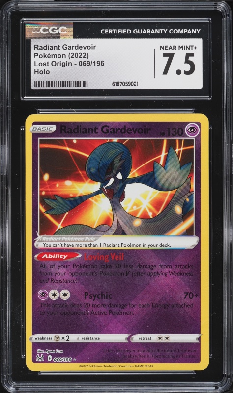 2022 Pokemon Sword & Shield Lost Origin Holo Radiant Gardevoir #69 CGC 7.5 NRMT+