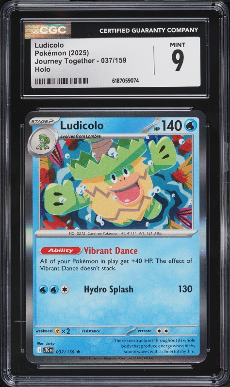 2025 Pokemon Scarlet & Violet Journey Together Holo Ludicolo #37 CGC 9 MINT