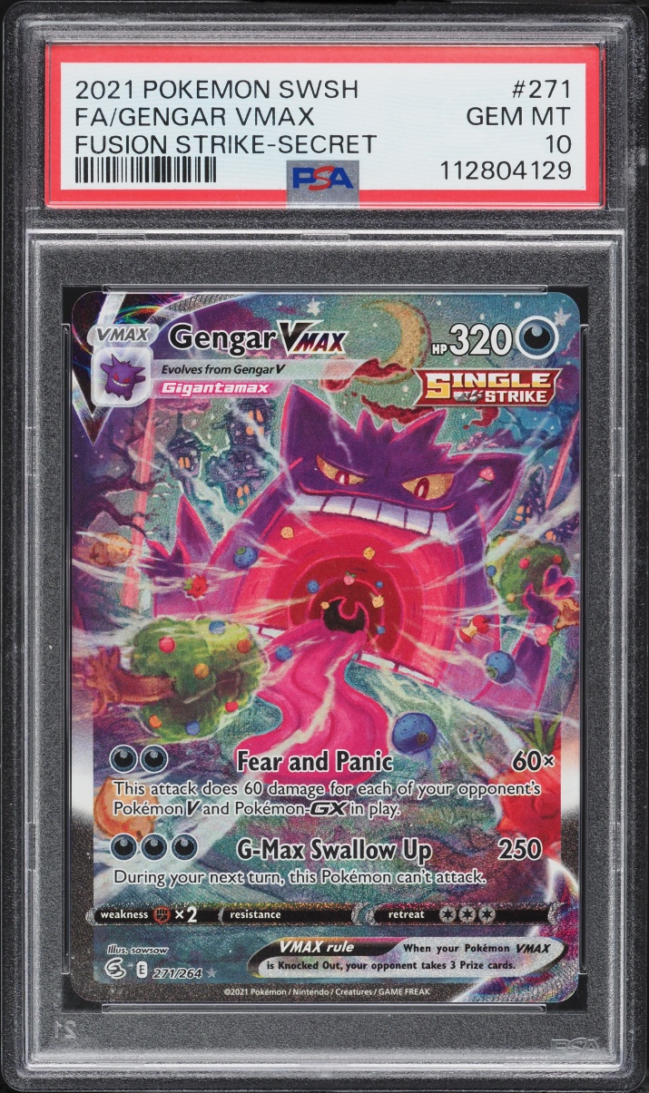 2021 Pokemon Sword & Shield Fusion Strike SEC Gengar VMAX #271 PSA 10 GEM MINT