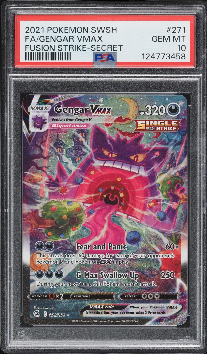 2021 Pokemon Sword & Shield Fusion Strike SEC Gengar VMAX #271 PSA 10 GEM MINT