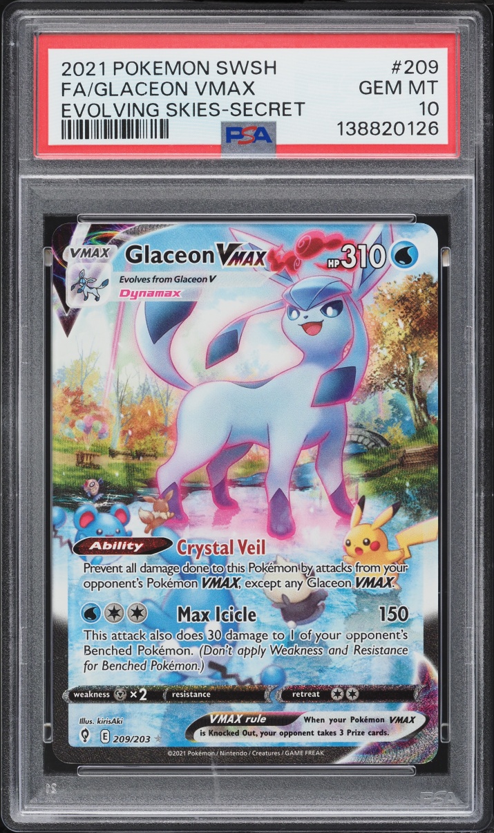 2021 Pokemon Sword & Shield Evolving Skies SEC Glaceon VMAX #209 PSA 10 GEM MINT