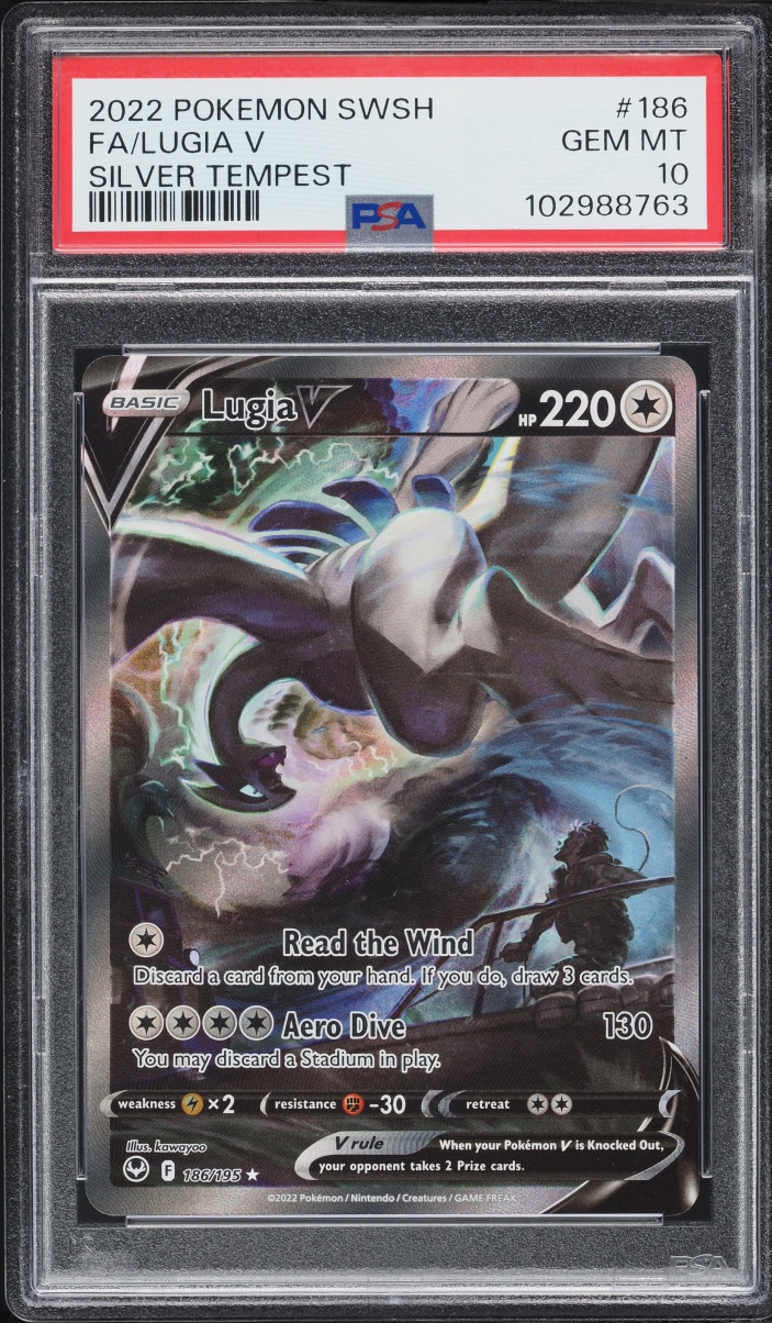 2022 Pokemon Sword & Shield Silver Tempest Full Art Lugia V #186 PSA 10 GEM MINT