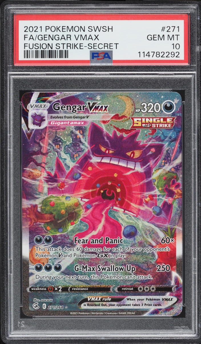 2021 Pokemon Sword & Shield Fusion Strike SEC Gengar VMAX #271 PSA 10 GEM MINT