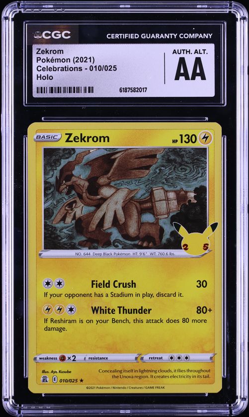 2021 Pokemon Sword & Shield Celebrations Holo Zekrom #10 CGC ALTERED AUTH
