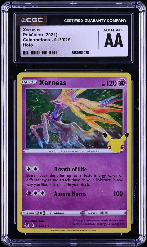 2021 Pokemon Sword & Shield Celebrations Holo Xerneas #12 CGC ALTERED AUTH