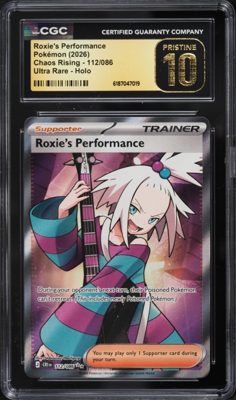 2026 Pokemon Mega Evolution Chaos Rising Full Art Roxie's Performance #112 CGC 10 PRISTINE