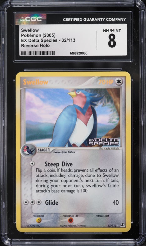 2005 Pokemon EX Delta Species Reverse Holo Swellow #32 CGC 8 NM-MT