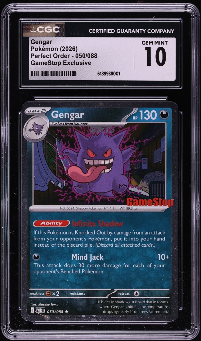 2026 Pokemon Mega Evolution Perfect Order GameStop Exclusive Gengar #50 CGC 10 GEM MINT