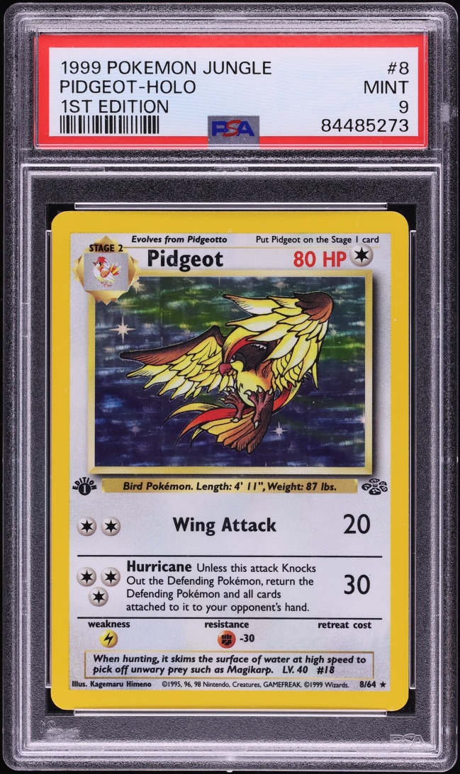 1999 Pokemon Jungle 1st Edition Holo Pidgeot #8 PSA 9 MINT