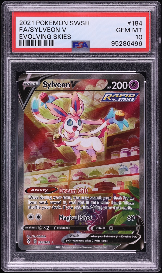 2021 Pokemon Sword & Shield Evolving Skies Full Art Sylveon V #184 PSA 10 GEM MINT