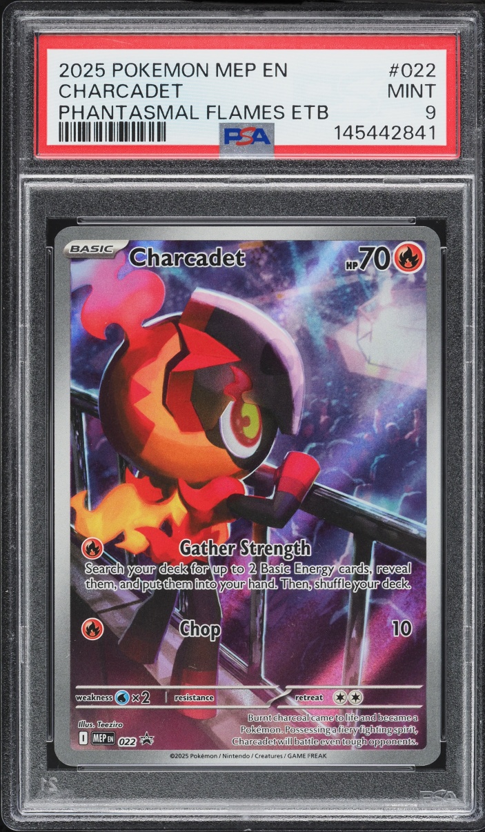 2025 Pokemon Mega Evolution Phantasmal Flames ETB Full Art Charcadet #22 PSA 9 MINT