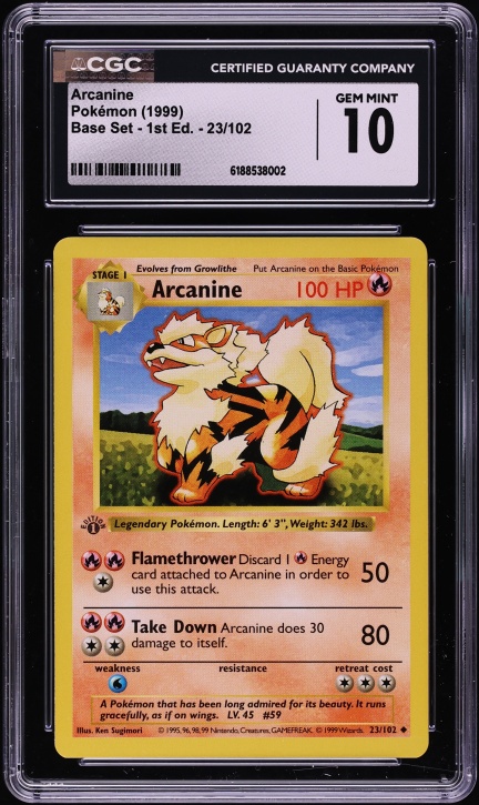 arcanine pokemon card 23 102 - (23/102) This is of the Uncommon rarity. Pokemon Base Set Uncommon Arcanine