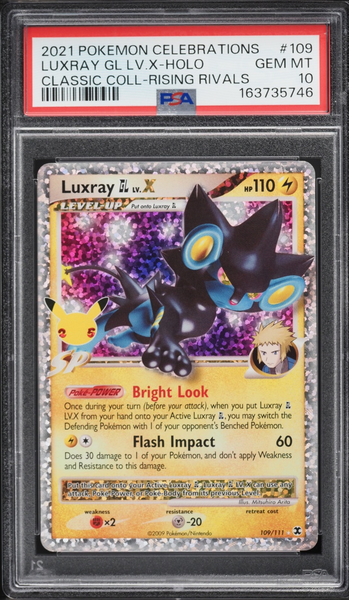 2021 Pokemon Sword & Shield Celebrations Classic Rising Rivals Holo Luxray GL LV.X #109 PSA 10