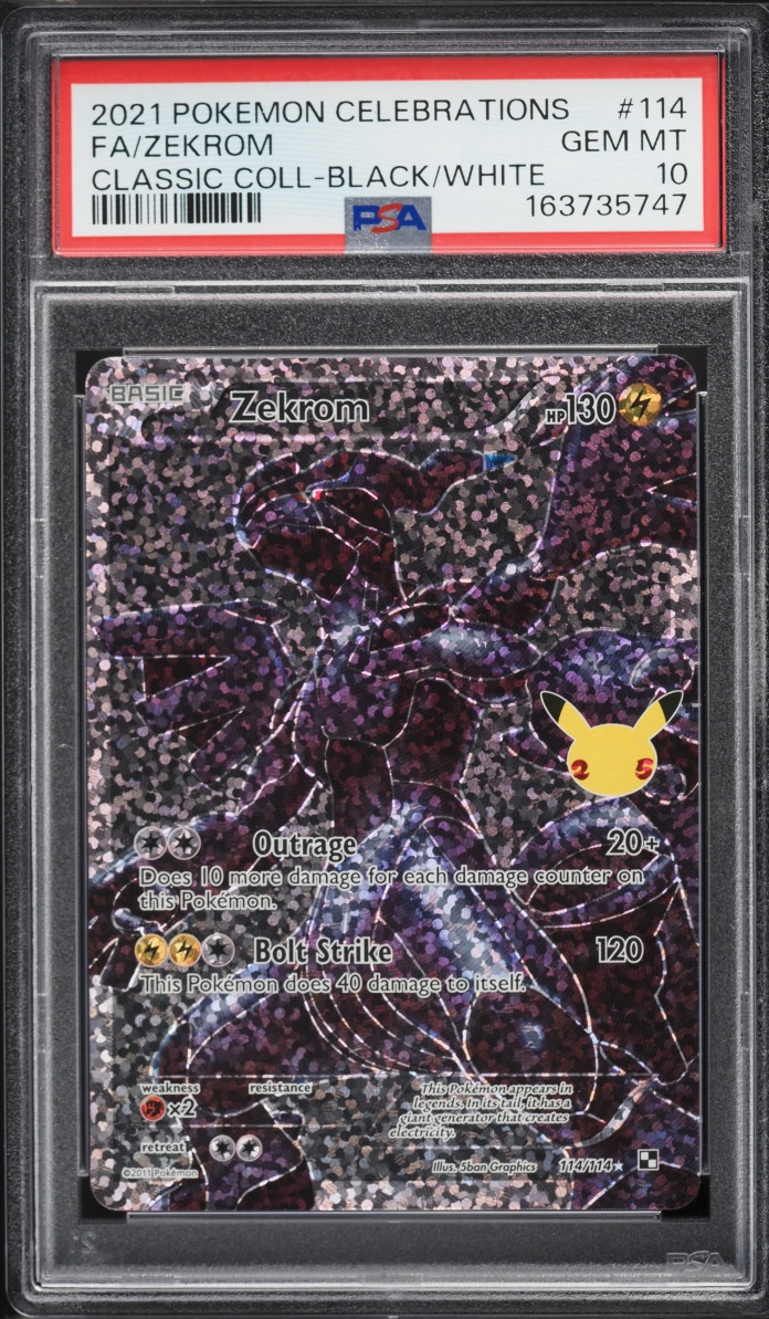 2021 Pokemon SWSH Celebrations Classic Collection Black & White Full Art Zekrom #114 PSA 10