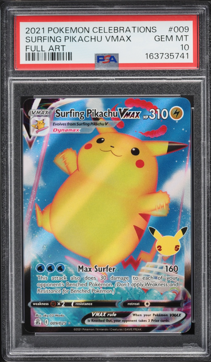 2021 Pokemon Sword & Shield Celebrations Full Art Surfing Pikachu VMAX #9 PSA 10 GEM MINT