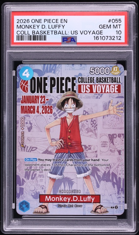 2026 One Piece Promo College Basketball US Voyage Manga Art Monkey D. Luffy #P-055 PSA 10 GEM