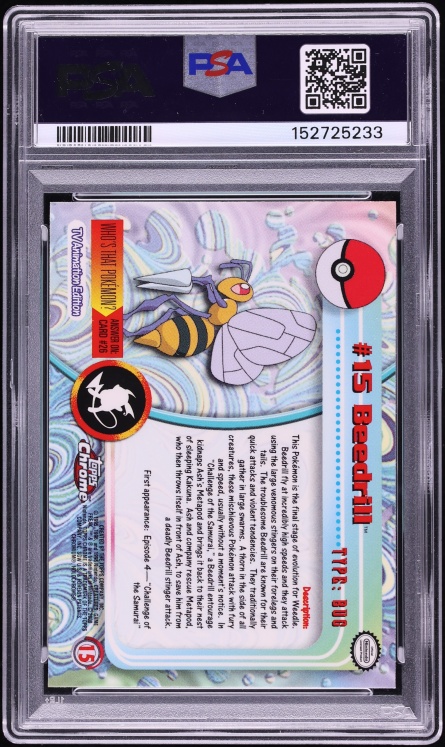 2000 Topps Chrome Pokemon T.V. Beedrill #15 PSA 10 GEM MINT