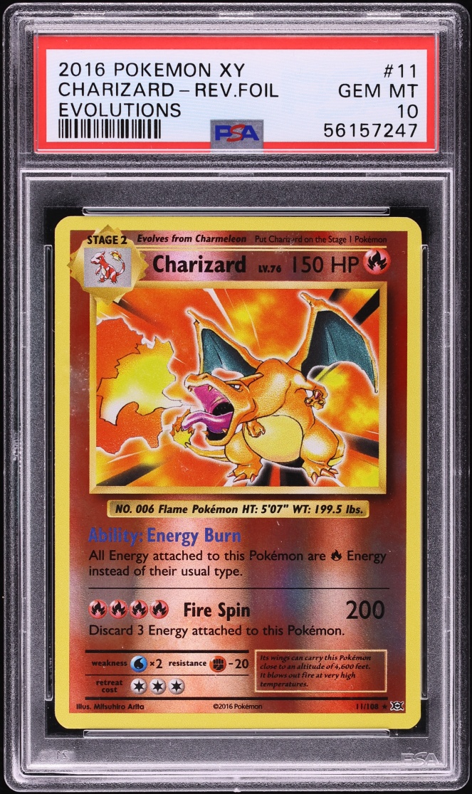 2016 Pokemon XY Evolutions Reverse Holo Charizard #11 PSA 10 GEM MINT