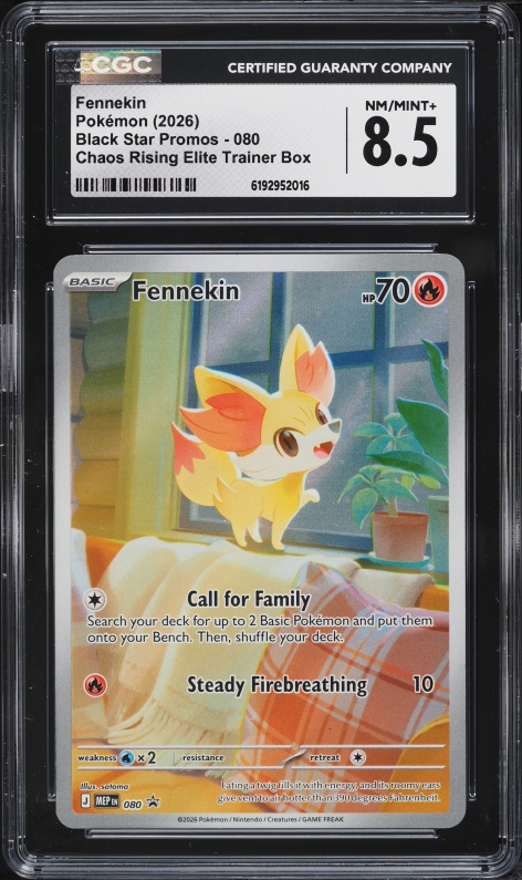 2026 Pokemon Mega Evolution Promo Chaos Rising ETB Full Art Fennekin #80 CGC 8.5 NM-MT+
