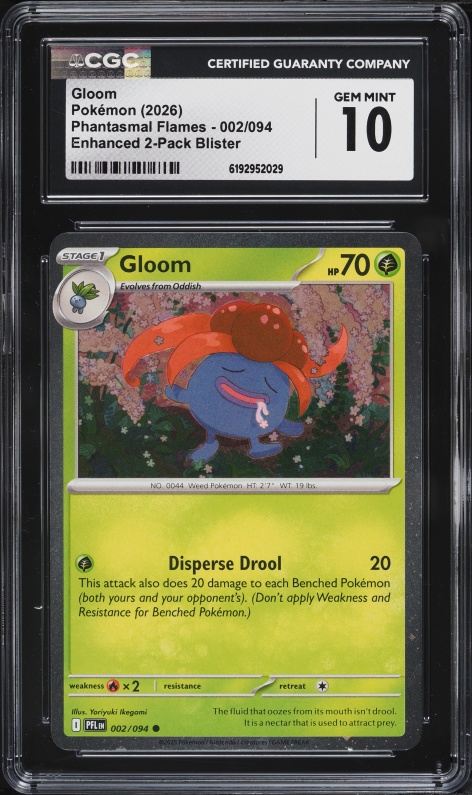 2026 Pokemon Phantasmal Flames Enhanced 2-Pack Blister Gloom #002 CGC 10 GEM MINT