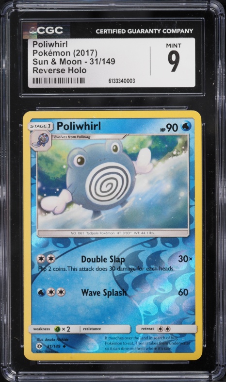 2017 Pokemon Sun & Moon Reverse Holo Poliwhirl #31 CGC 9 MINT