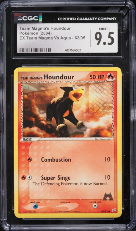 2004 Pokemon EX Team Magma VS Aqua Team Magma's Houndour #62 CGC 9.5 MINT+