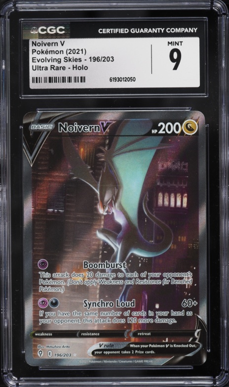 2021 Pokemon Sword & Shield Evolving Skies Full Art Noivern V #196 CGC 9 MINT