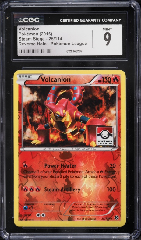 2016 Pokemon XY Steam Siege League Cup Reverse Holo Volcanion #25 CGC 9 MINT