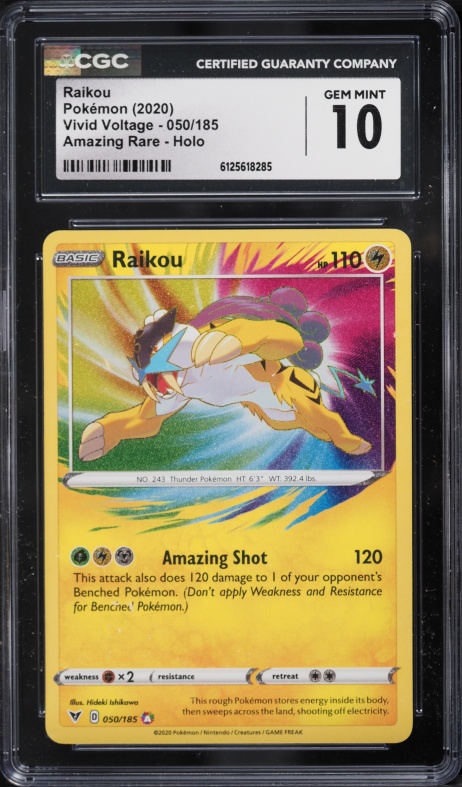 2020 Pokemon Sword & Shield Vivid Voltage Amazing Rare Raikou #50 CGC 10 GEM MINT