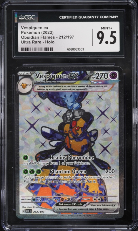 2023 Pokemon Scarlet & Violet Obsidian Flames Full Art Vespiquen ex #212 CGC 9.5 MINT+