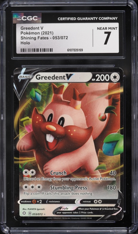 2021 Pokemon Shining Fates Holo Greedent V #053 CGC 7 NRMT