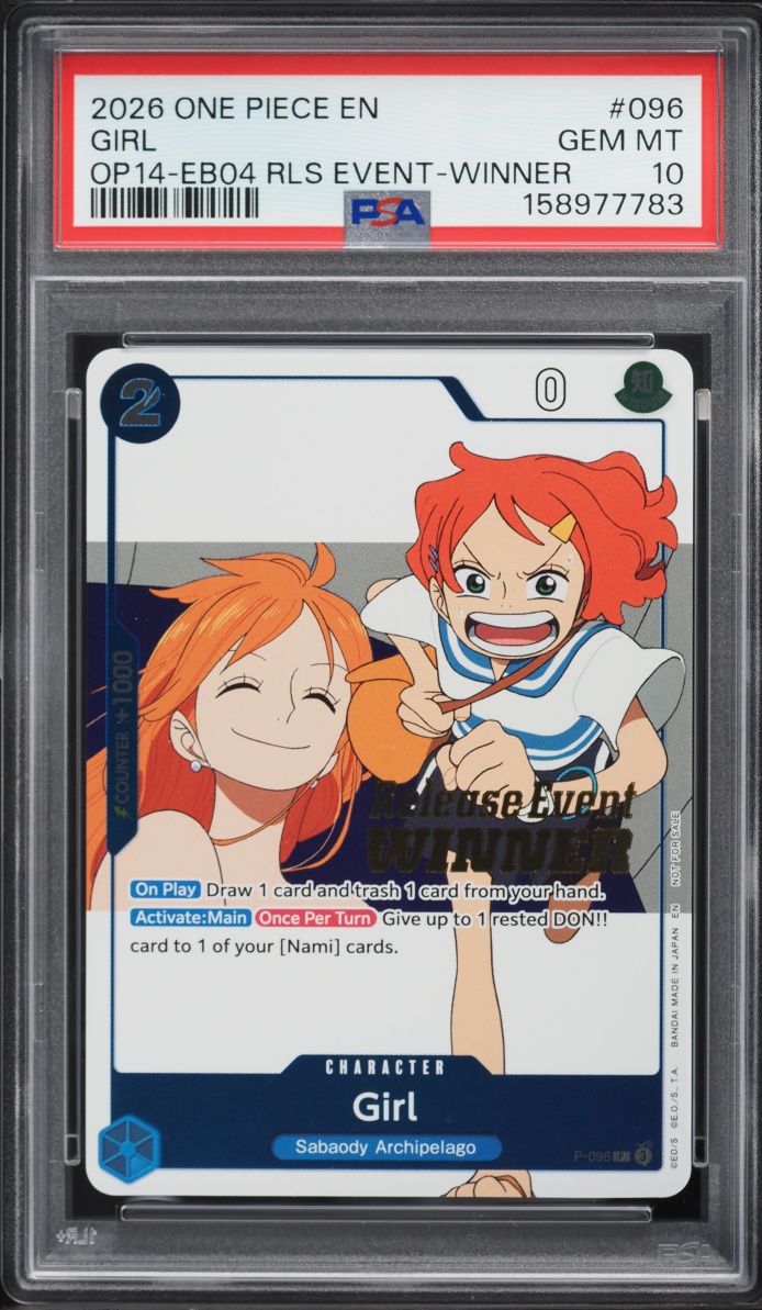 2026 One Piece Promo The Azure Sea's Seven Release Event Winner Alt Art Girl #P-096 PSA 10 GEM