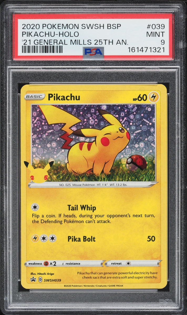 2020 Pokemon SWSH Promo General Mills 25th Anniversary Holo Pikachu #SWSH039 PSA 9 MINT