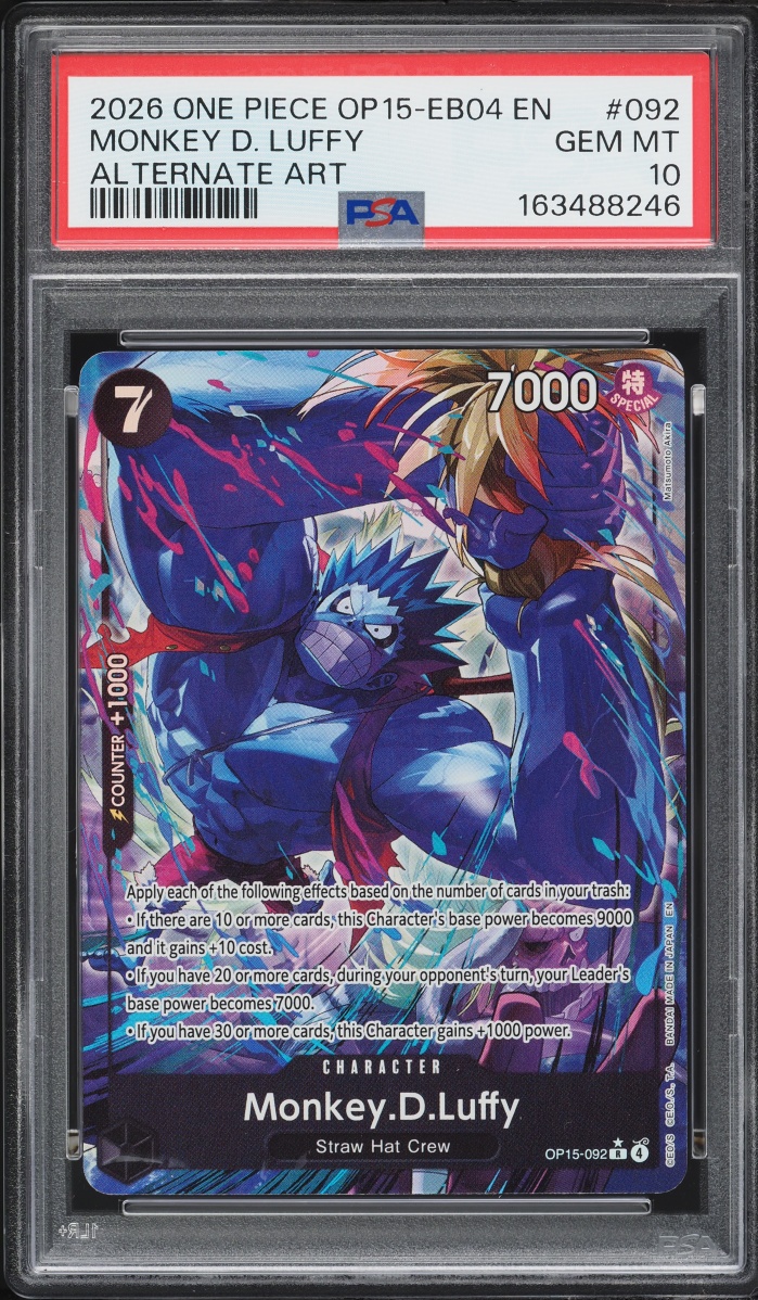 2026 One Piece Adventure On Kami's Island Alt Art Monkey D. Luffy #092 PSA 10 GEM MINT