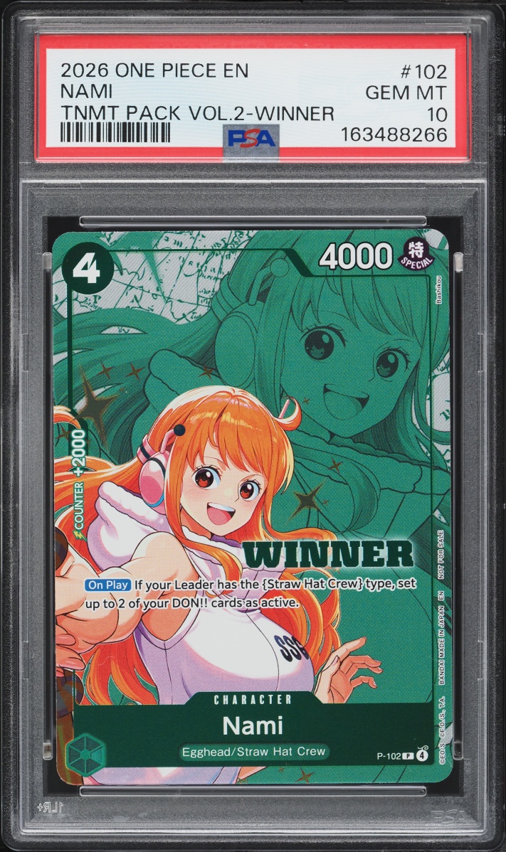 2026 One Piece Promo Tournament Pack Volume 2 Winner Nami #P-102 PSA 10 GEM MINT