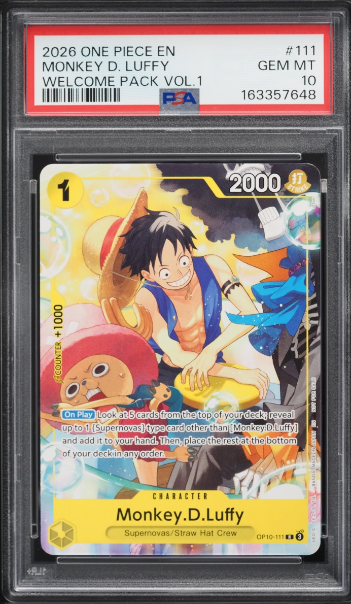 2026 One Piece Welcome Pack Vol.1 Monkey D. Luffy #OP10-111 PSA 10 GEM MINT