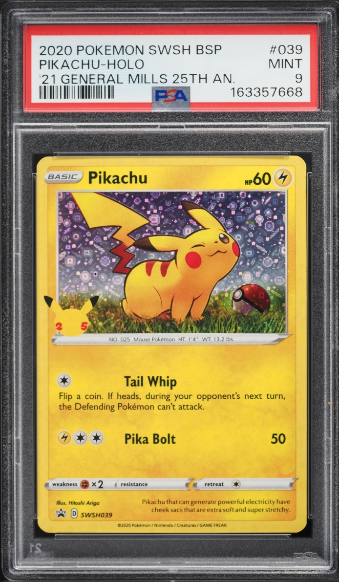 2020 Pokemon SWSH Promo General Mills 25th Anniversary Holo Pikachu #SWSH039 PSA 9 MINT