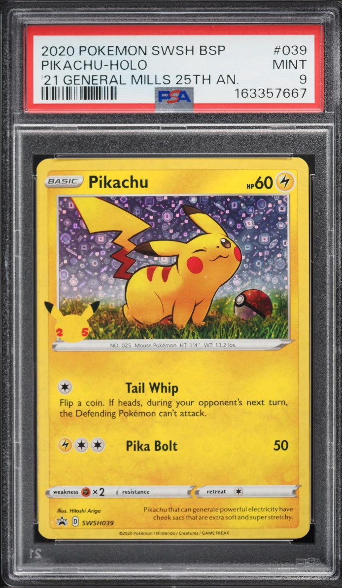 2020 Pokemon SWSH Promo General Mills 25th Anniversary Holo Pikachu #SWSH039 PSA 9 MINT
