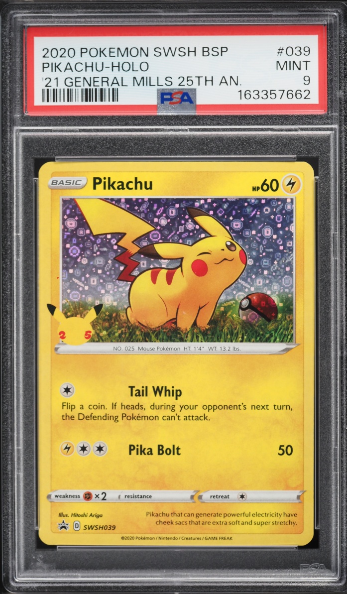 2020 Pokemon SWSH Promo General Mills 25th Anniversary Holo Pikachu #SWSH039 PSA 9 MINT