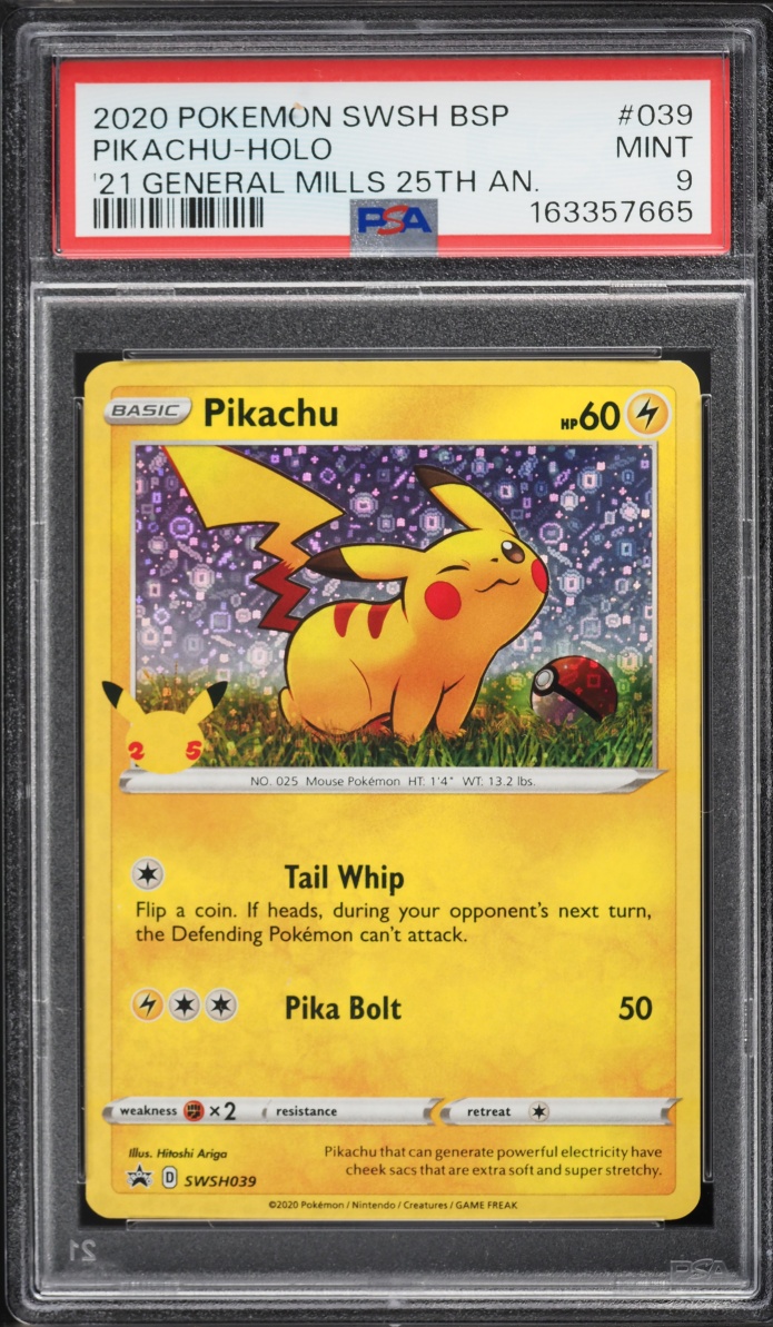 2020 Pokemon SWSH Promo General Mills 25th Anniversary Holo Pikachu #SWSH039 PSA 9 MINT