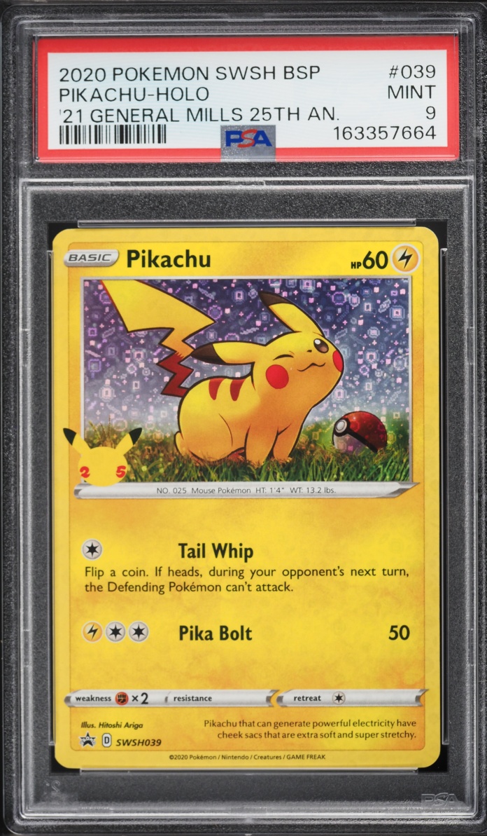 2020 Pokemon SWSH Promo General Mills 25th Anniversary Holo Pikachu #SWSH039 PSA 9 MINT