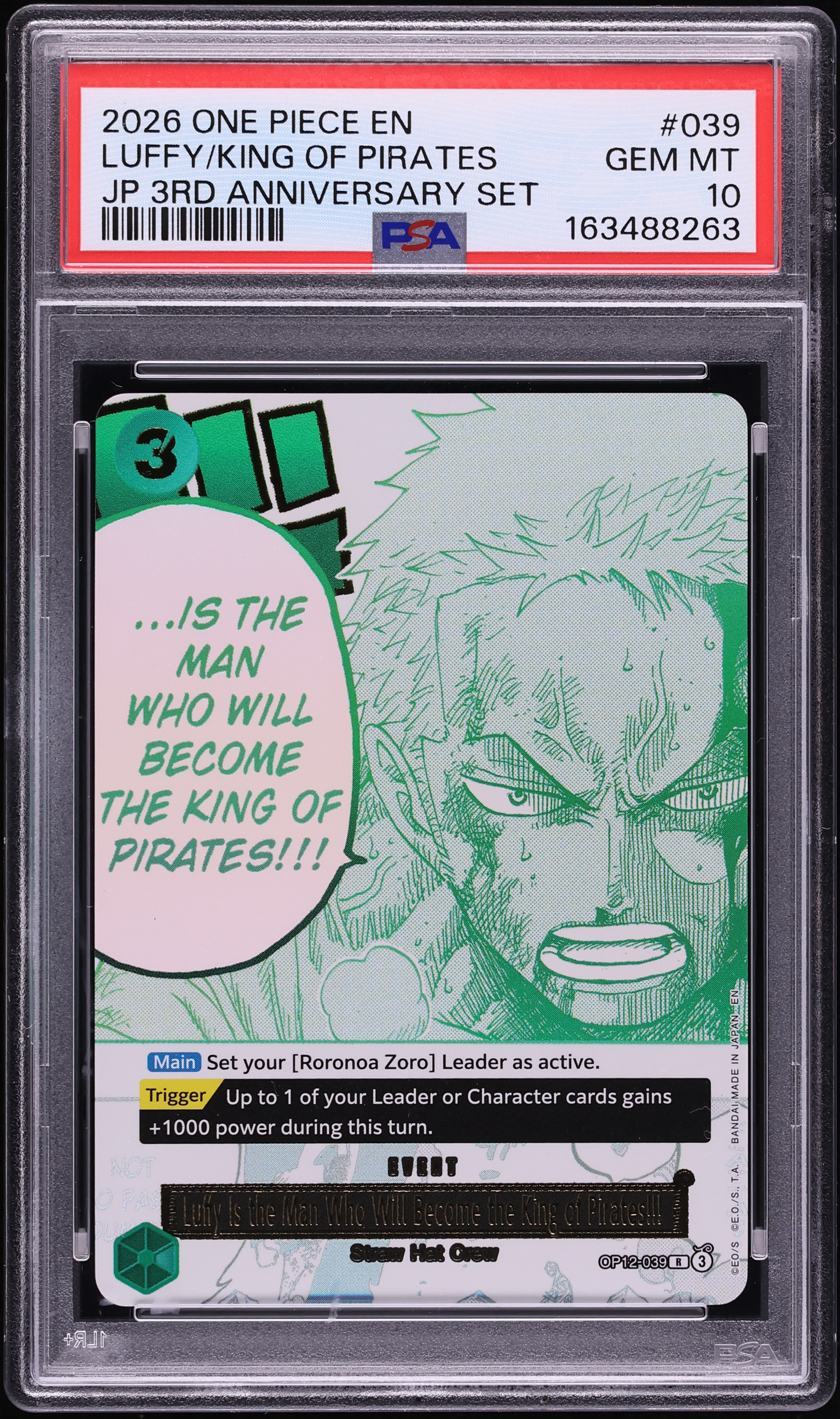 2026 One Piece 3rd Anniversary Set Luffy King Of Pirates #039 PSA