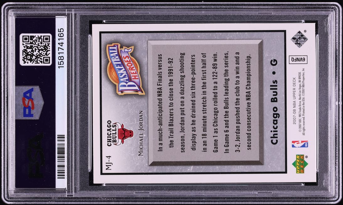 2007 Upper Deck NBA Heroes Michael Jordan #MJ-4 PSA 9 MINT