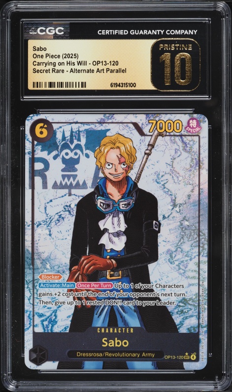2025 One Piece Carrying On His Will SEC Alt Art Sabo #OP13-120 PSA