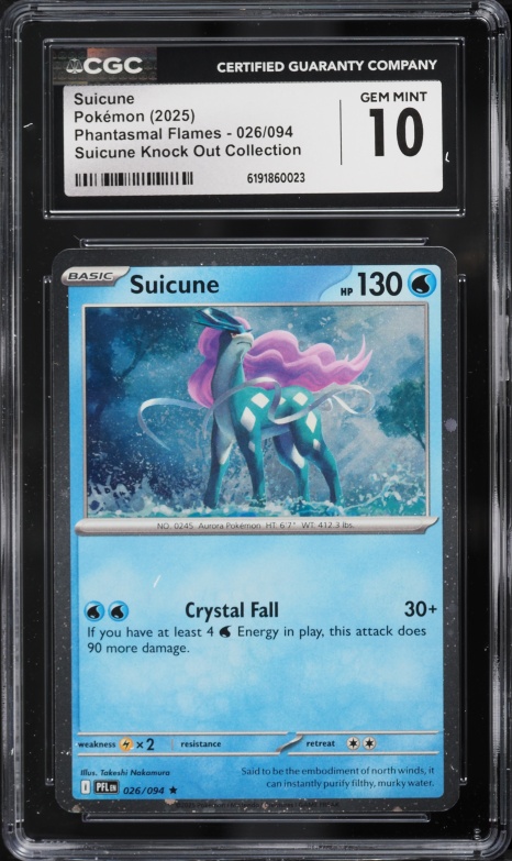 2025 Pokemon Mega Evolution Phantasmal Flames Knock Out Collection Suicune #26 CGC 10 GEM MINT