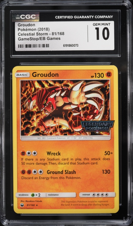 2018 Pokemon Sun & Moon Celestial Storm GameStop Promo Groudon #81 CGC 10 GEM MINT