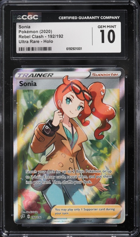 2020 Pokemon Sword & Shield Rebel Clash Full Art Sonia #192 CGC 10 GEM MINT