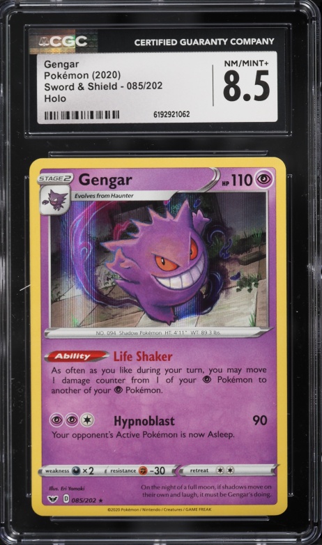 2020 Pokemon Sword & Shield Holo Gengar #85 CGC 8.5 NM-MT+