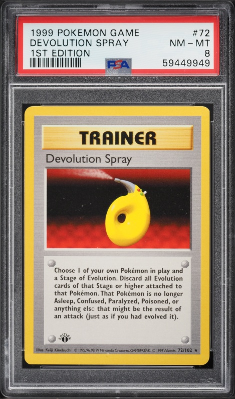 1999 Pokemon Base Set Shadowless 1st Edition Devolution Spray #72 PSA 8 NM-MT